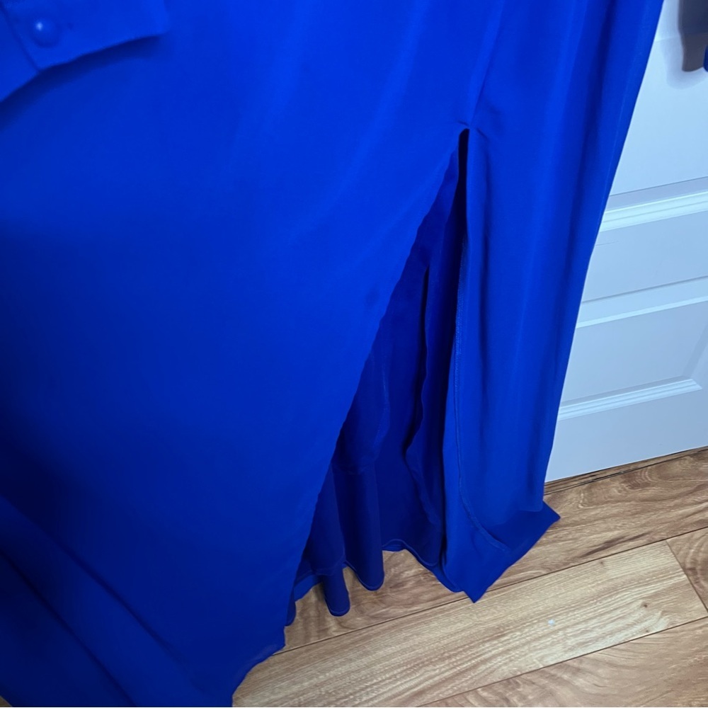 Lulus Blue Maxi Dress | Size XL | Long Sleeve | Side Slit | Elegant Flowing - Picture 5 of 6